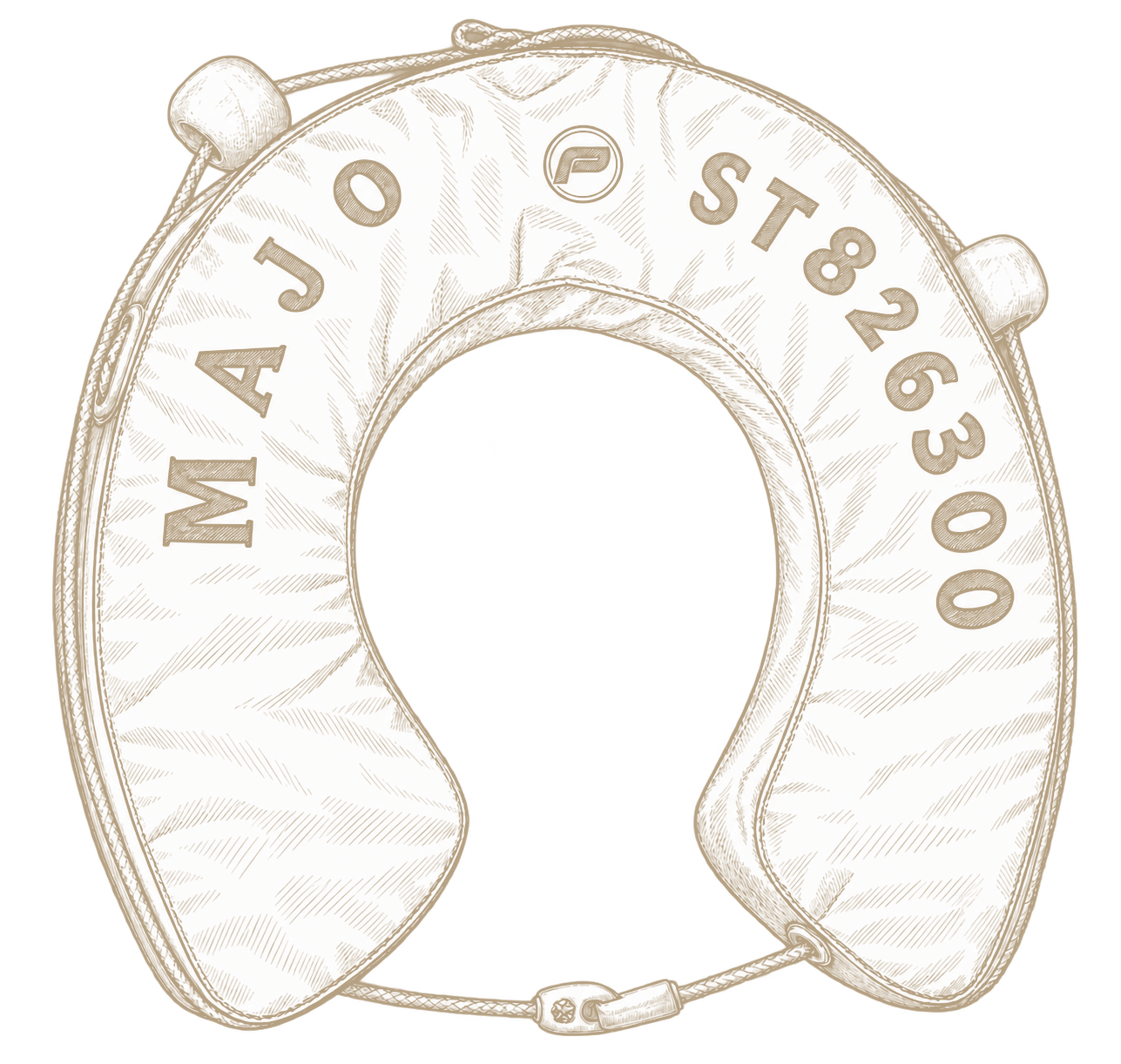 Dessin d'une bouée marquée MAJO